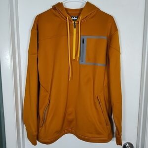 Cabela's Men's L Hoodie Sweatshirt 1/4 Zip Gold Orange Pockets Unisex Outdoor